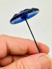 Uncommon Antique Hatpin Sapphire Molded Glass Silver Wash Lovely Collectible