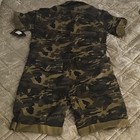 Fashion Nova Women   s Green black Camo Short Sleeve Front Zip Coveralls Jumpsuit