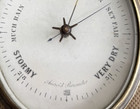 Rare Antique French Brass Clock   Aneroid Barometer Duo