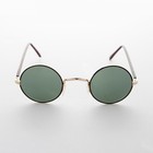 Black Small Round Hippie Vintage Glass Lens Sunglass - Gypsy