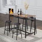 5pcs Kitchen Counter Height Table Set Bar Table Mdf With 4 Stools Brown