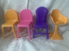 Barbie Doll Chairs Stools Lot Of 4 Chairs Dreamhouse Pink Orange Purple  Mattel