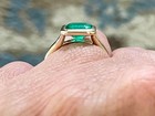 Emerald East To West Ring Bezel Set Ring Solitaire Engagement Ring Emerald Cut