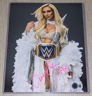 Charlotte Flair Pink Ink Auto Inscribed Bas Authentic White   Gold Robe 8x10 Wwe