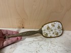 Vintage Victorian Style Gold Tone Floral Ornate Fabric Back Vanity Hair Brush