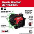 Milwaukee 3624-21 M12 12v Cordless Green Cross Line   4-points Laser Kit