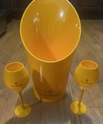 Veuve Clicquot 15  Orange Acrylic Magnum Champagne Ice Bucket With 2 Flutes