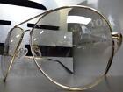 Oversized Vintage Retro Aviators Style Sun Glasses Clear Lens Large Gold Frame