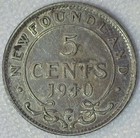 1940 C Newfoundland Silver Five Cents Coin Au Canadian 5c Crowned Bust
