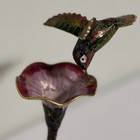 Vintage Enamel Cloissone Flower Hummingbird Sculpture Vase Figurine Art 8 25 