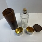 Vintage Cross London Glass Travel Liquor Flask Set W  Leather Case Portable Bar
