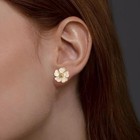 Cute Small Blue 5-petal Flower Stud Earrings For Women  White Flower-gold