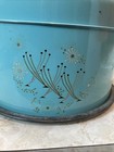 Tin Metal Double Decker Cake   Pie Carrier W Handle   Locking Lid Blue Floral Vt