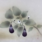 Japanese Hanging Scroll Hand Painted  eggplant  By Yukihiko Signed W box