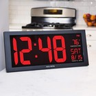 Acurite 14 5  Large Digital Led Oversized Wall Clock With Date 14 5-inch  Red 