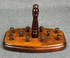Antique Oak Wooden Thimble Display Holder Stand Mushroom Peg Sewing Caddy