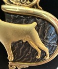 Vtg Doberman Pinscher Necklace 24k Gold Plated Art Deco Style Artisan Crafted