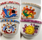 Lot Of 4 Vtg 2004 Kellogg s Cereal Bowl Toucan Sam Corny Raisin Bran Tony Tiger