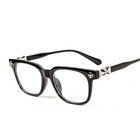 Men Women Clear Lens Classic Black Silver Plated Cross Fashion Eye Glasses
