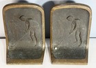 Vintage Art Nouveau Cast Metal Golfer Bookends Golf Decor Antique