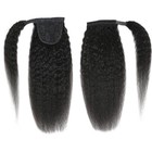 Kislemon Brazilian Kinky Straight Ponytail Human Hair Natural Black 20 