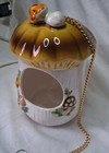 Vintage Sears Roebuck Co Merry Mushroom Hanging Planter  Bird Feeder With Chain
