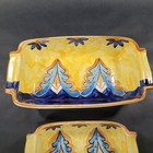 Dipinto A Mano Hand Painted Italian Art Pottery Ceramic Tray Set Vintage Trees