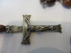 Vintage Antique Sterling Silver Rosary Wood Beads Chapel