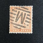 1882 India 3a Stamp-madras-three Annas-queen Victoria-sg In 93-used
