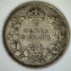 1918 Canada Silver Five Cent Coin Vg 5c Canadian Very Good George V