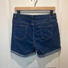 Womens Blue Denim Jean Shorts Cuffed High Rise Casual Summer Style