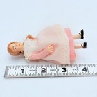 Dollhouse Miniature Jill Nix Porcelain Girl Doll In Striped Pink Dress Poseable