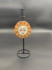 Vtg Black Iron Candlestick Sun Moon Celestial 90s Taper Candle Holder Dbl Sided