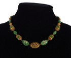 Antique Art Deco Neiger Czech Egyptian Revival Glass Bead Necklace C 1920