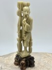 Antique Chinese Soapstone Carving Fisherman Figure Figurine 6  Tall Hand Made