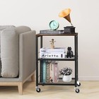3-tier End Table Kitchen Rolling Cart W storage Shelf Utility Cart For Bathroom