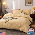 Janlive Washed Cotton Duvet Cover King Ultra Soft 100  Cotton Solid Color Cre
