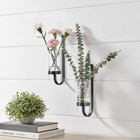 2 Piece Iron Glass Vase  Bottle Flower Vase  Hanging Metal Plant Stand  Metal   