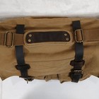 Berchirly Canvas Leather Messenger Bag Khaki Brown Military Style Shoulder Bag