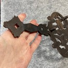 Antique Victorian Cast Iron Sad Iron Trivet With Ornate Work   Handle