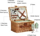 Wicker Picnic Basket For 2  Vintage Picnic Basket - Flower   Handmade 2 Person