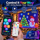Smart Led Curtain Lights Christmas  400 Rgb Outdoor Wall Display With App Contro