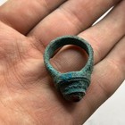 Rare Found Ancient Roman Bronze Mosaic Glass Ring With Rich Patina