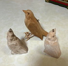Vintage Rustic Carved Wood Birds Set Of 3 Figurine Ornament Primitive Folk Art