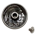 Antique Buffalo Nickel Reproduction Coin Concho 7 8  Screw Back Biker Concho