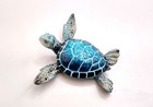 Blue Sea Turtle Figurine Painted Resin  1 Turtle Approx  4  Inches Long 