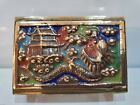 Dragon Brass   Enamel Vintage   Antique Match Safe   Holder   Case   1017 31
