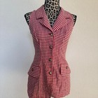 La Belle Vintage White And Red Gingham Check Pattern Vest
