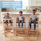 Cowiewie Natural Wooden Baby High Chair Adjustable Tray   Cushion 3-tier