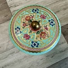 Vintage Daher England Metal Tin Coffee Tea Container Round Blue Floral Cottage